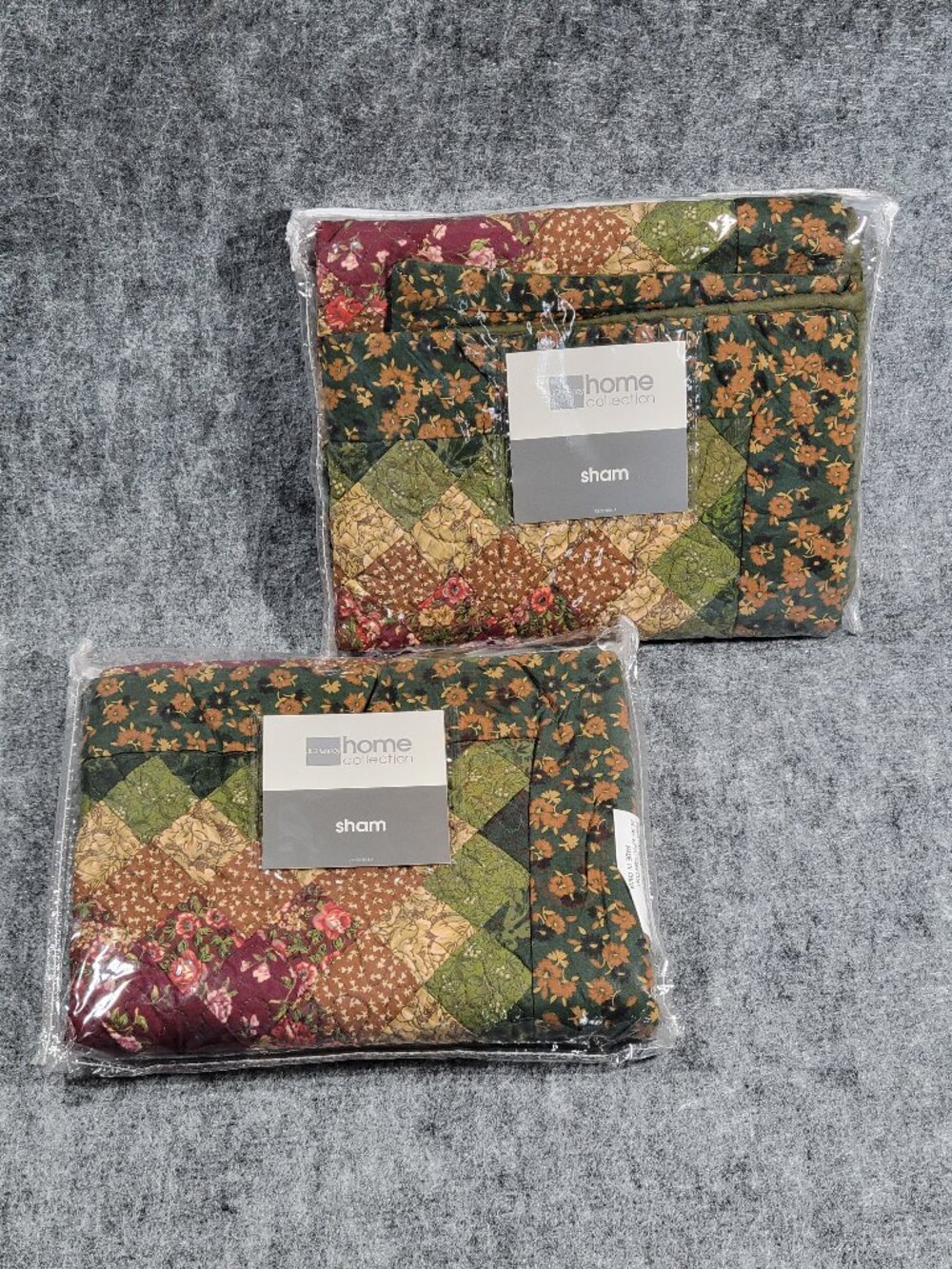 Vtg JCPenney Home Collection (2) Quilted Pillow Shams Rustic Patchwork 21 x 27
